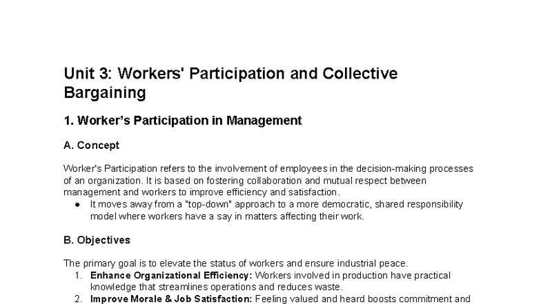 Unit 3: Participation & Collective Bargaining - Notes DOC-20251201 ...