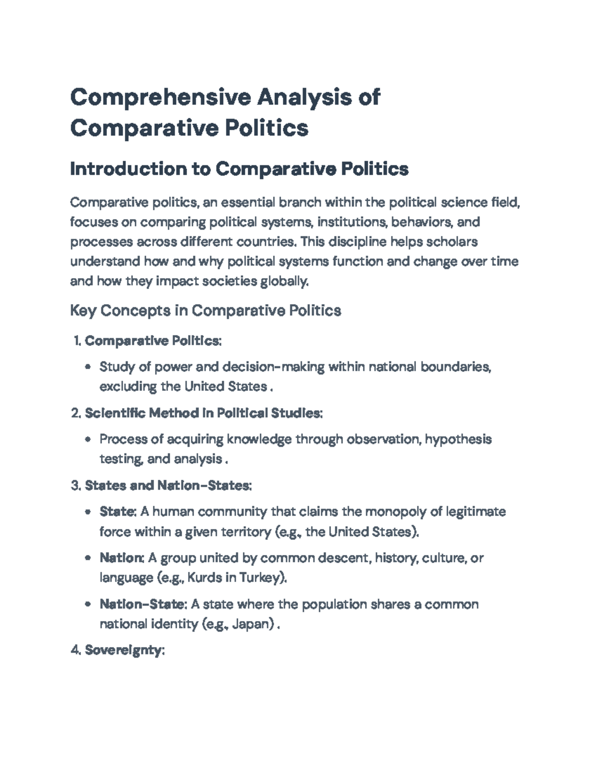 Comparative Politics Overview: Key Concepts and Theories Analysis ...