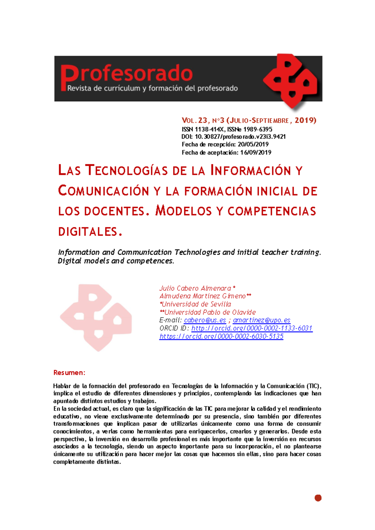Las TIC en la Formación Inicial Docente: Modelos y Competencias ...