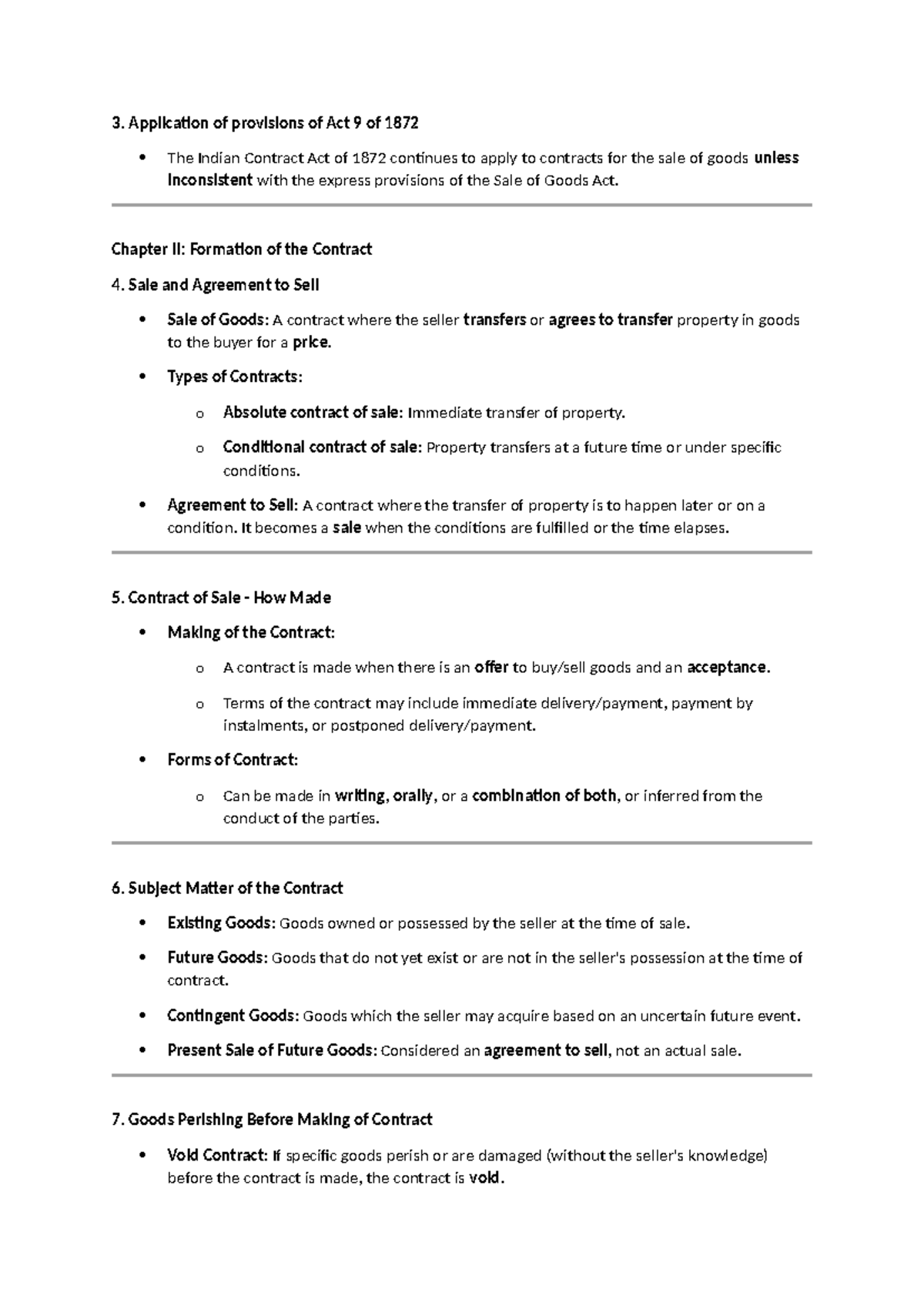 Special contract sections - Application of provisions of Act 9 of 1872 ...