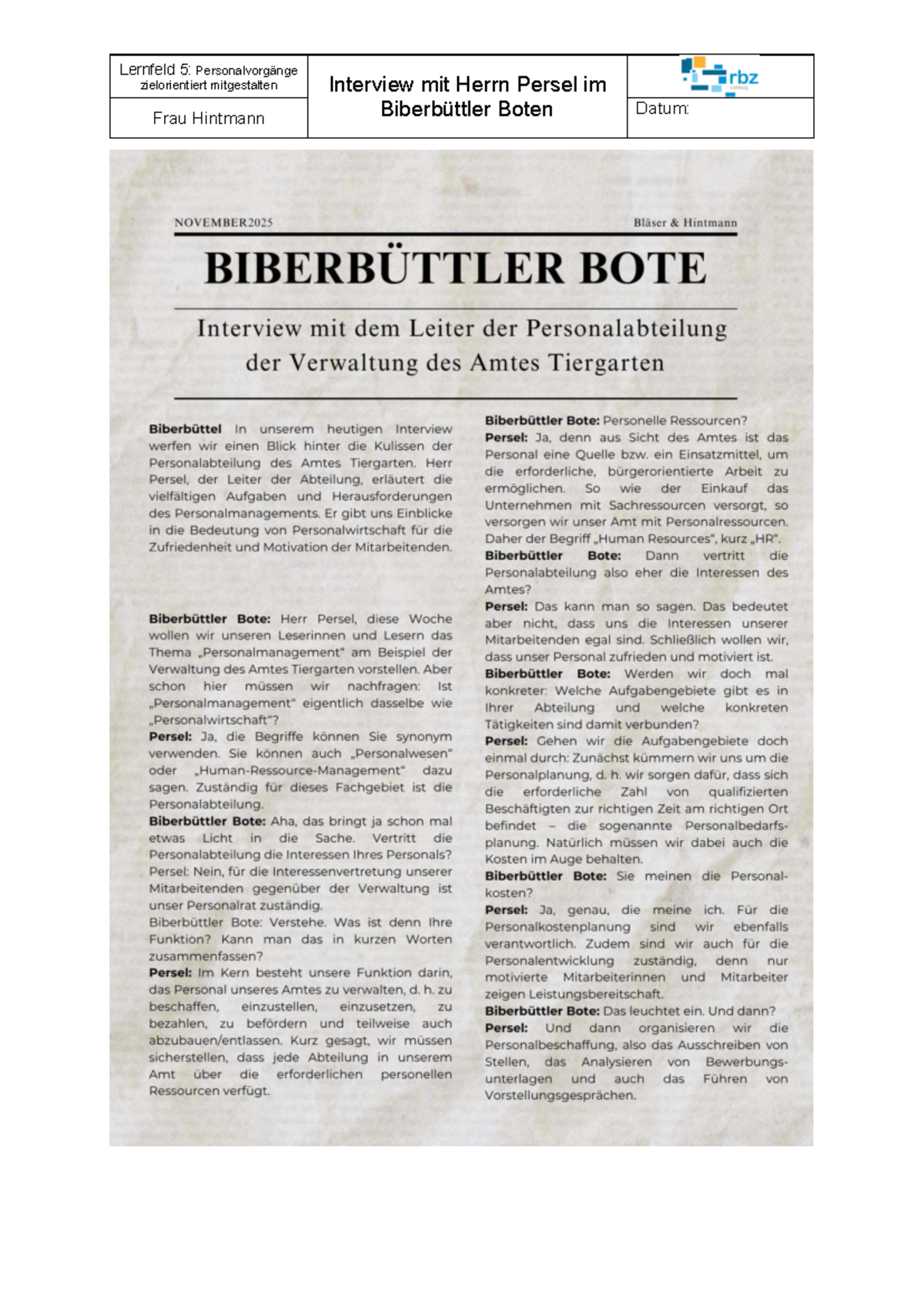 01 Interview mit Herrn Persel - Forschungspraxis - Geländepraktikum ...