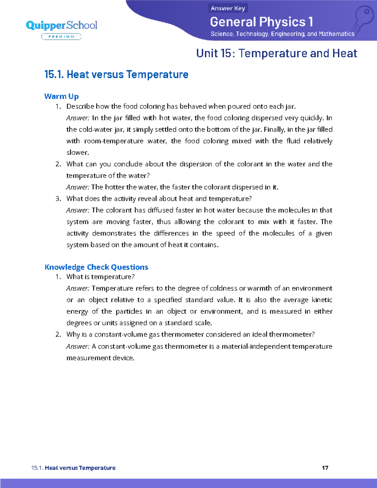 PHY2-11 Unit 15: Understanding Temperature and Heat Concepts - Studocu