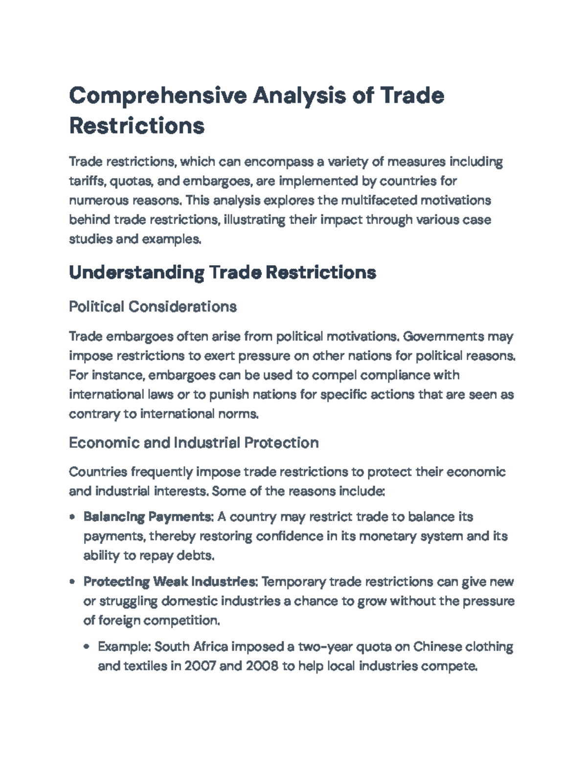 Comprehensive Analysis of Trade Restrictions: Impact and Case Studies ...
