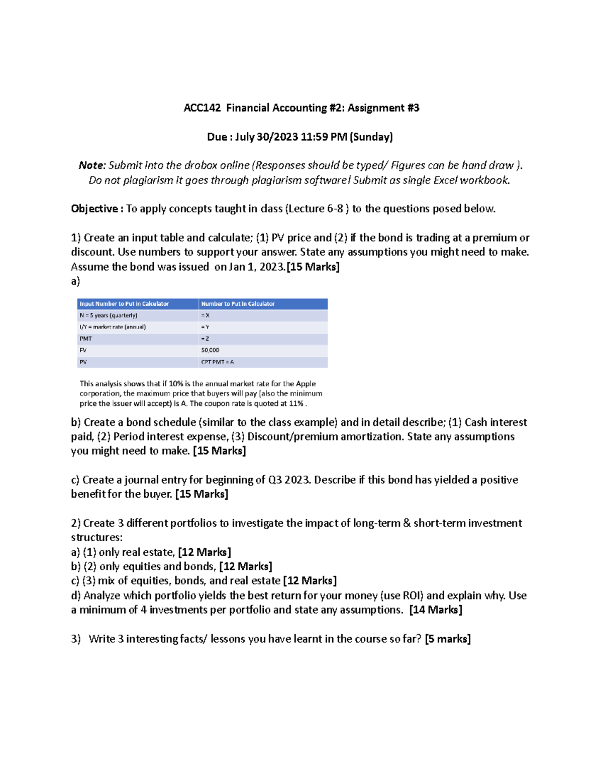 ACC142 Assignment #3 Updated - ACC142 Financial Accounting #2 ...