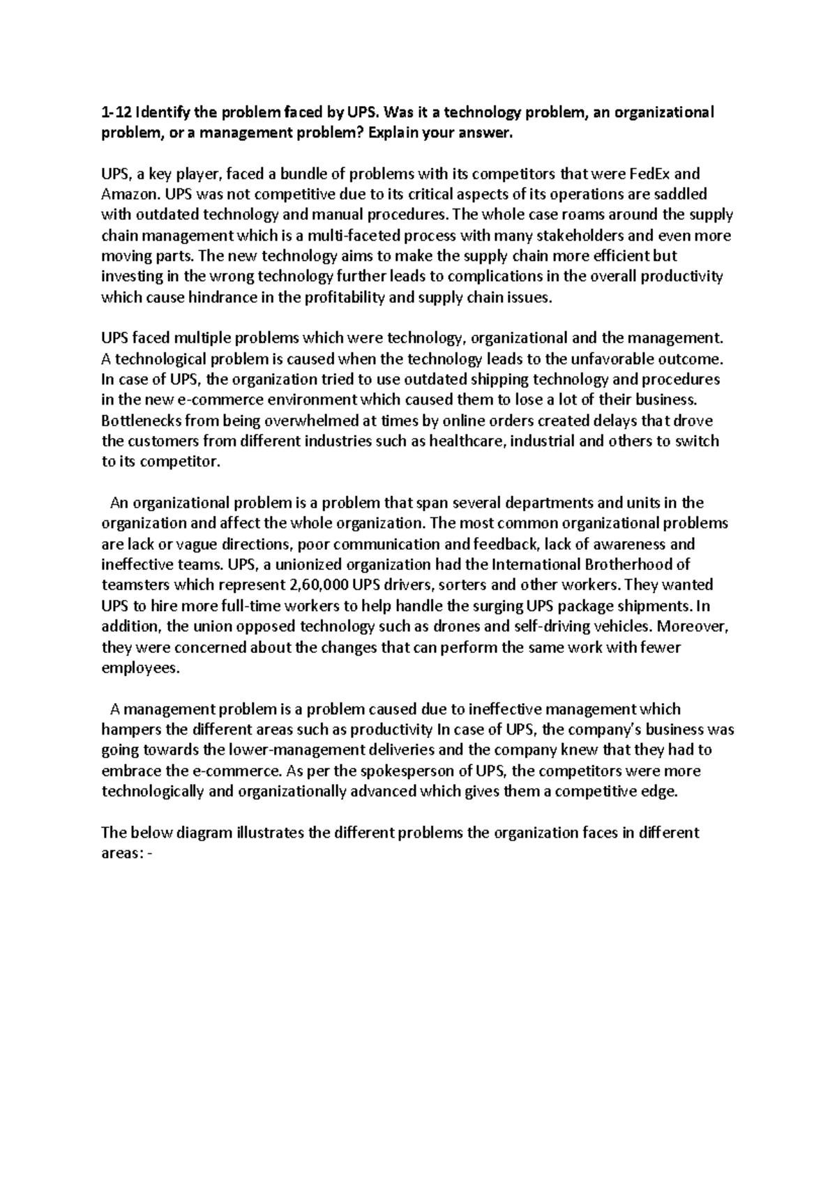 UPS Case Study: Problems and Solutions in Automation (Assignment 1 ...