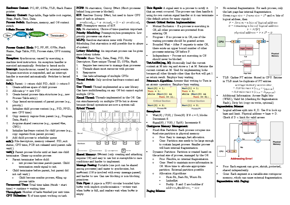 CS2106 Final Exam Cheatsheet: Hardware, Memory, and Process Management ...