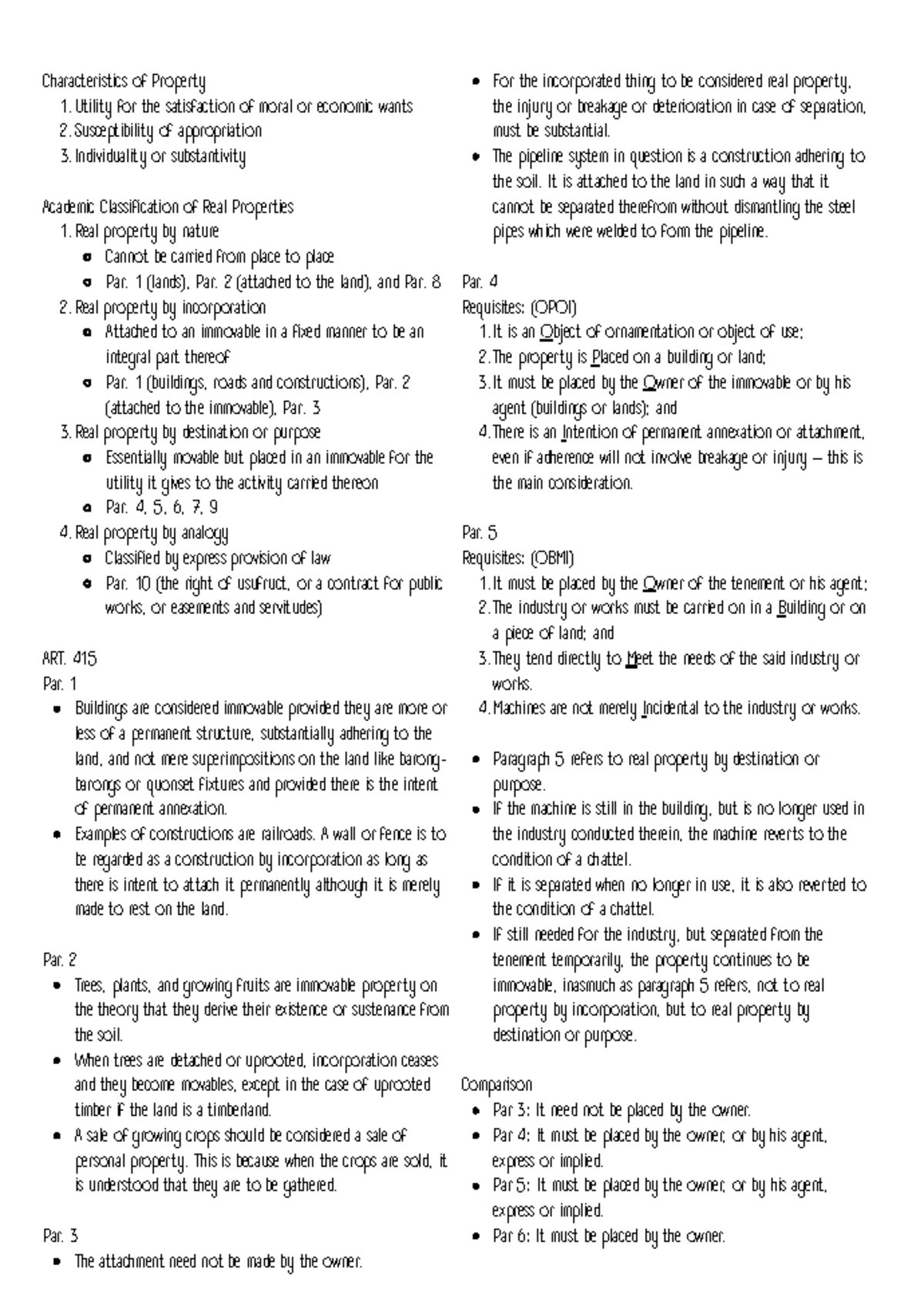 PROP 101: Characteristics and Classification of Real Property - Studocu