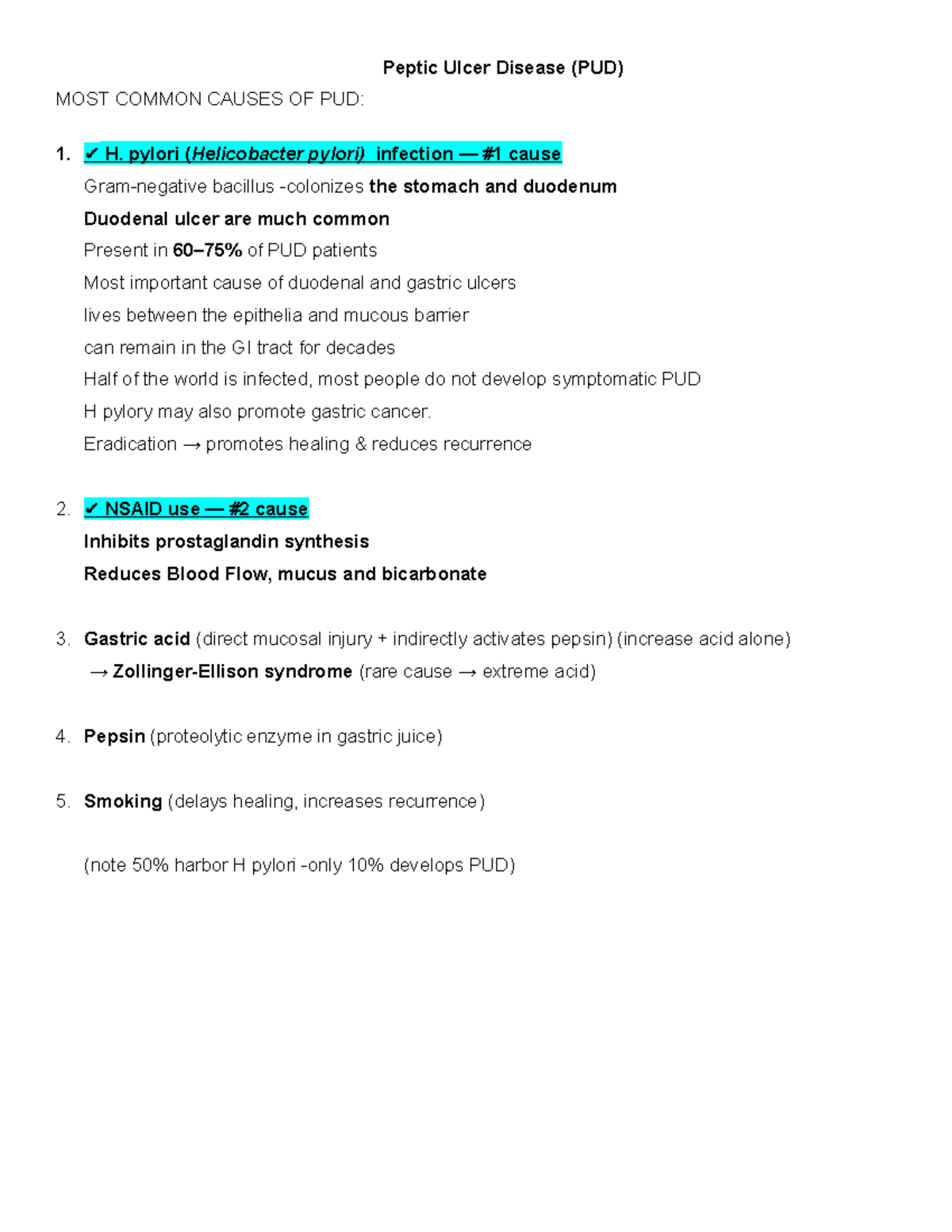 Study Guide: CM Pharm - Peptic Ulcer Disease (PUD) Causes & Management ...
