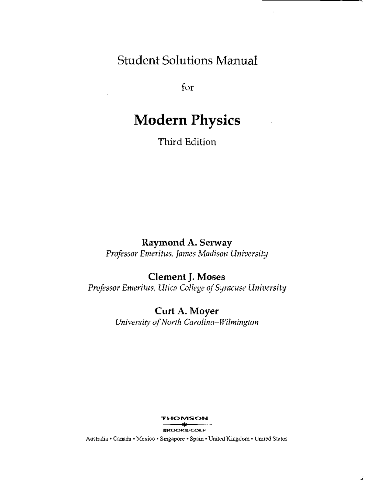 Student Solutions Manual for Modern Physics (3rd Ed.) - Studocu