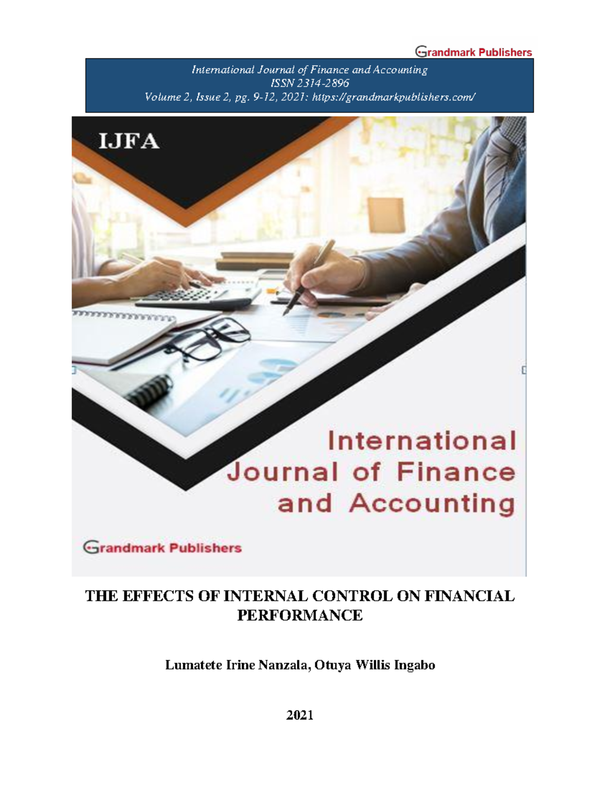 The Effects of Internal Control on Financial Performance: A Critique ...