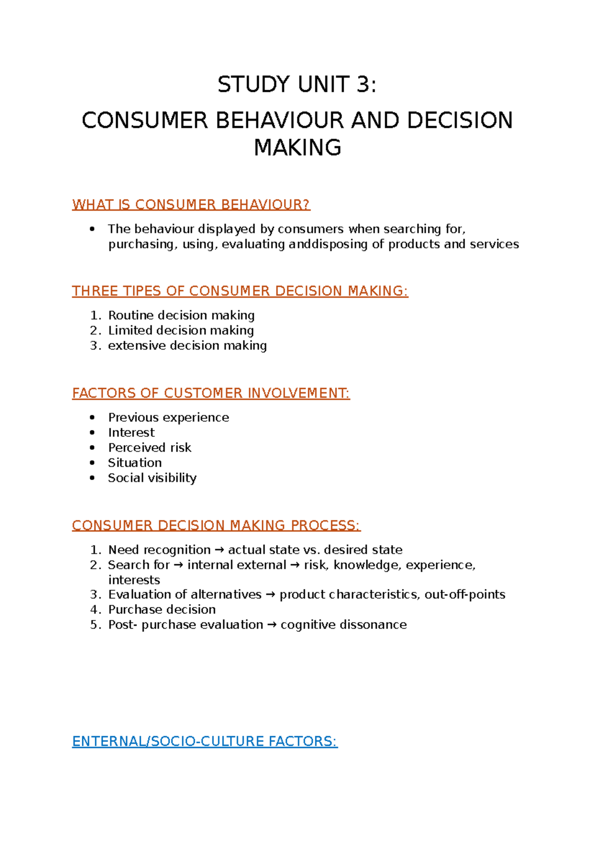 Consumer Behaviour & Decision-Making - Study Unit 3 Notes - Studocu