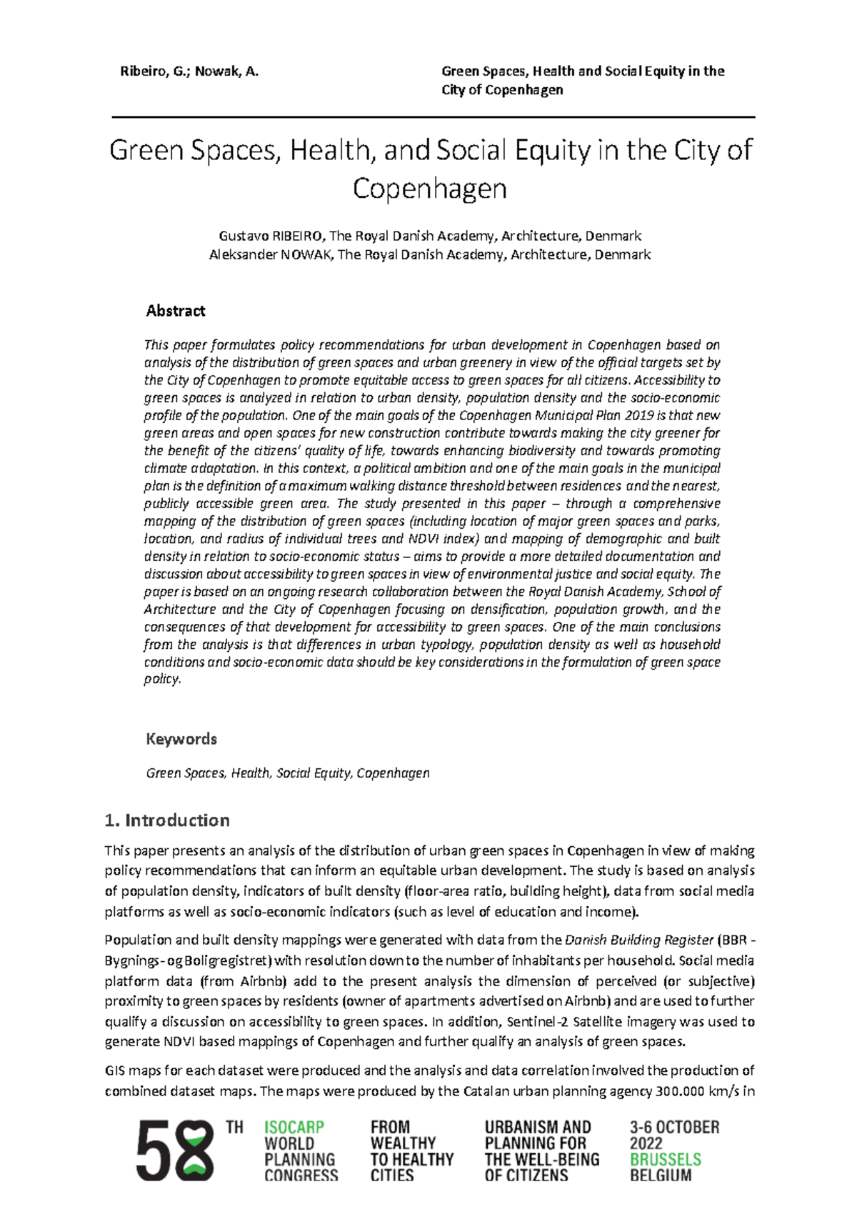 CIV 303: Policy Analysis of Green Spaces and Social Equity in ...