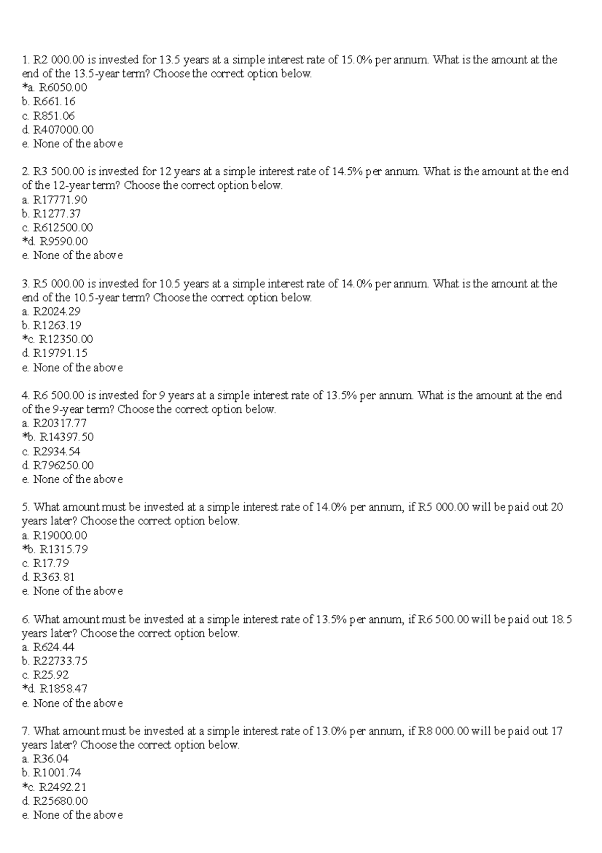 10 - Simple Interest Tutorial Exercises and Solutions - Studocu