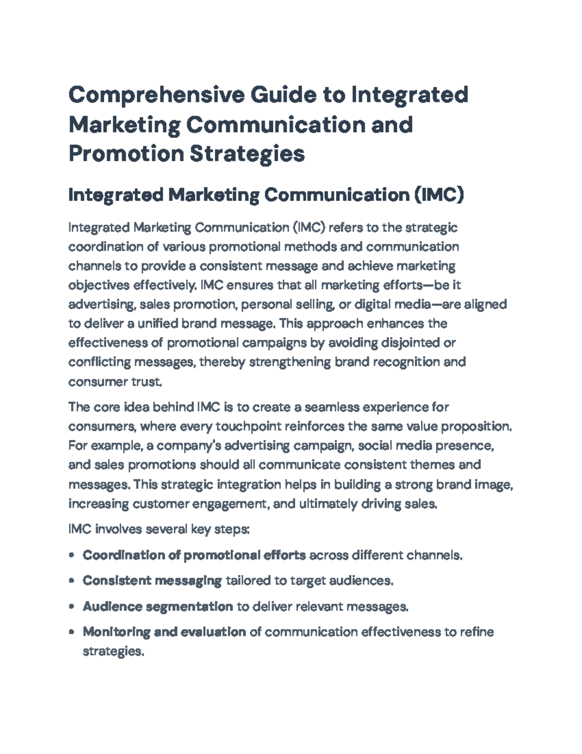 Comprehensive Guide to IMC & Promotion Strategies (Course Code) - Studocu