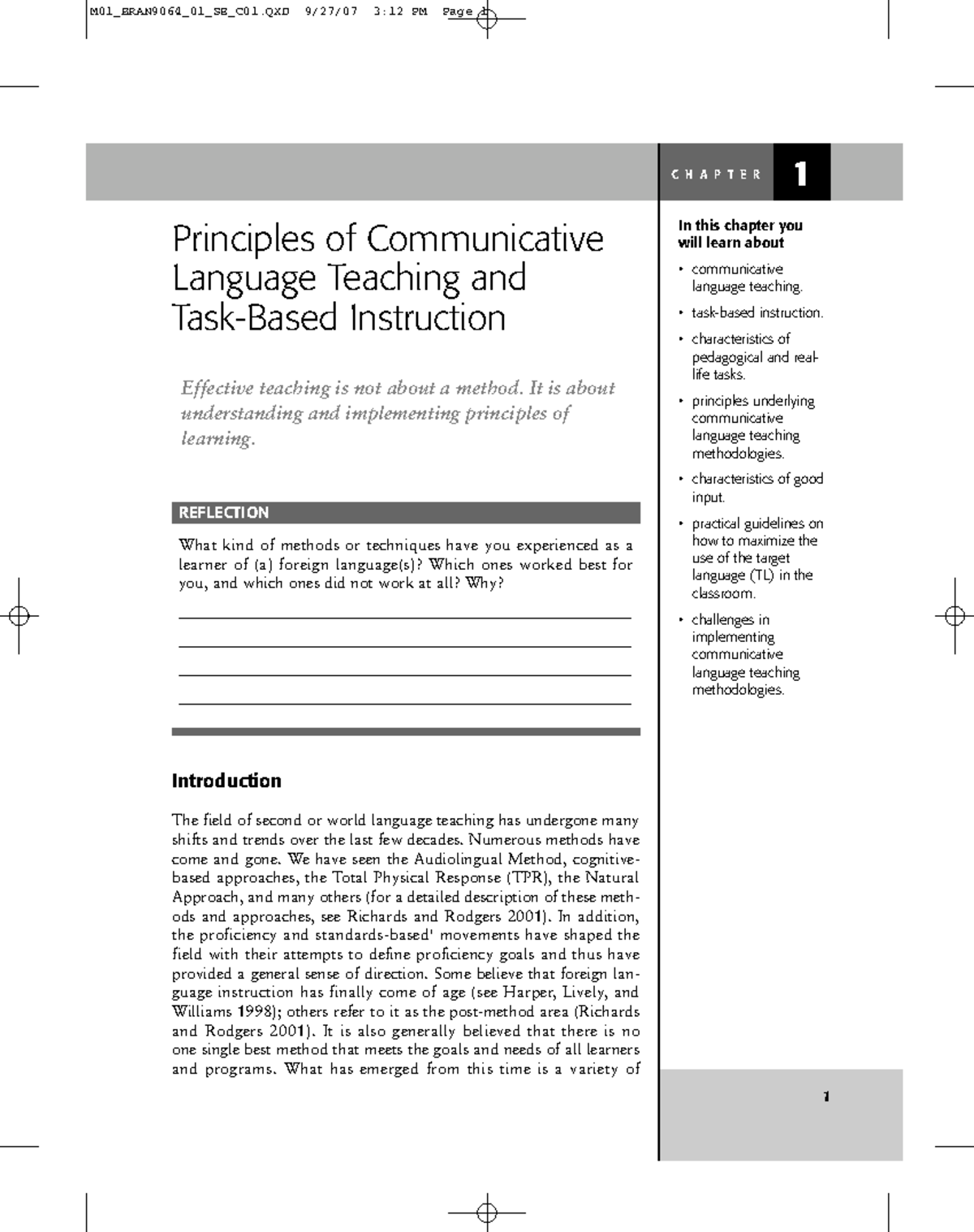 Principles of Communicative Language Teaching: Chapter 1 Overview ...