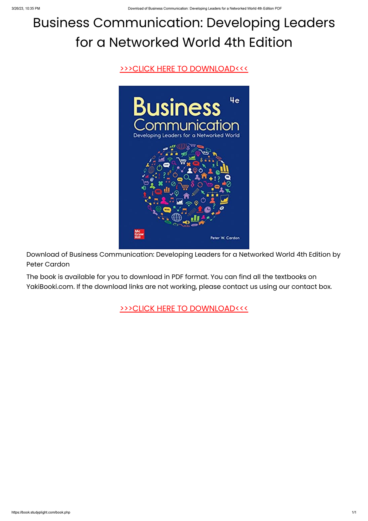 Business Communication Developing Leaders for a Networked World