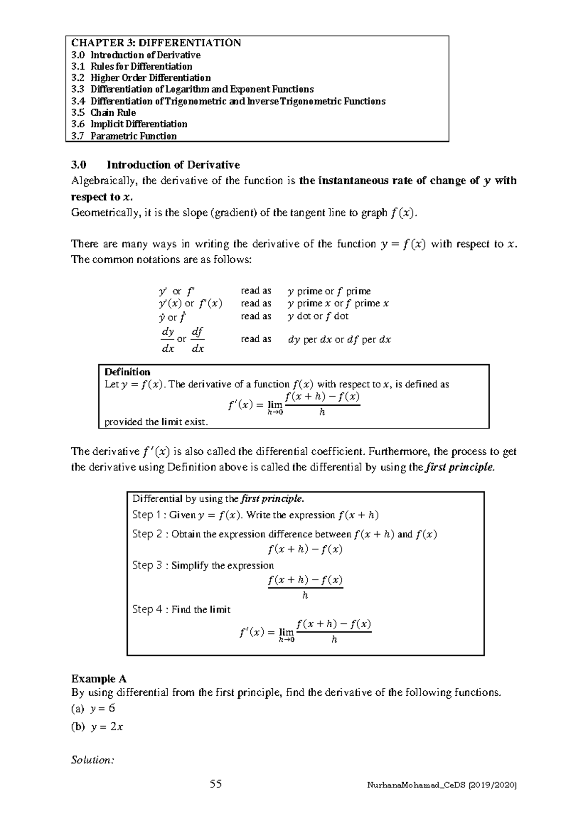 Damchapter 3 differentiation - CHAPTER 3: DIFFERENTIATION 3 ...