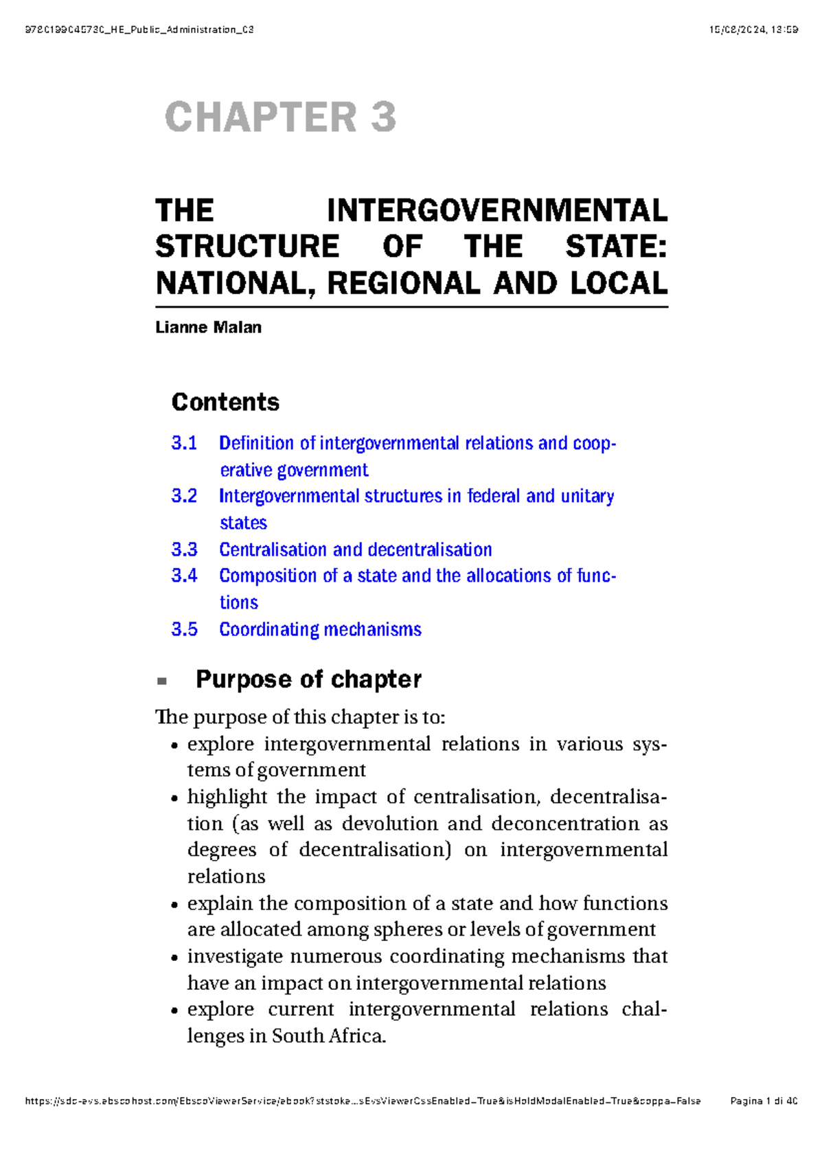 Intergovernmental Relations in Public Administration: HE 03 - Studocu