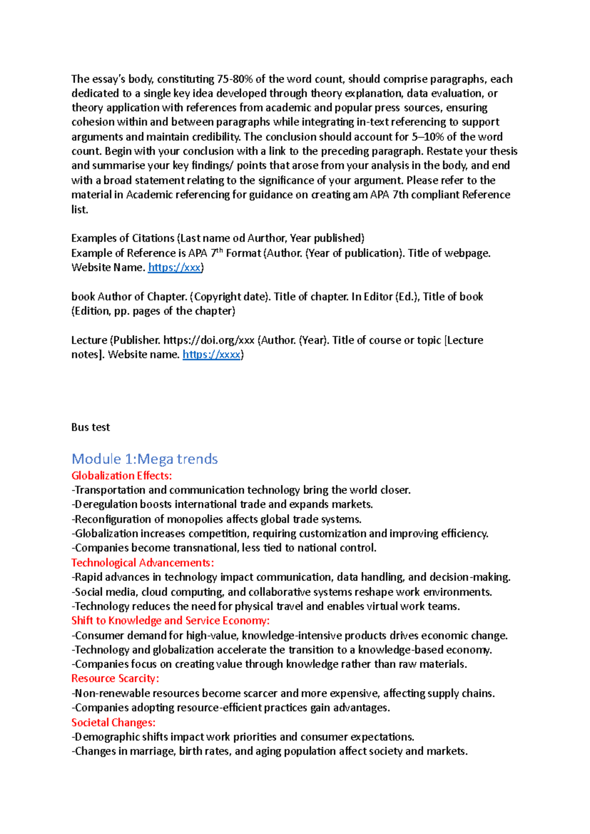 Bus 111 - Final Exam Notes on Business Trends and Strategies - Studocu