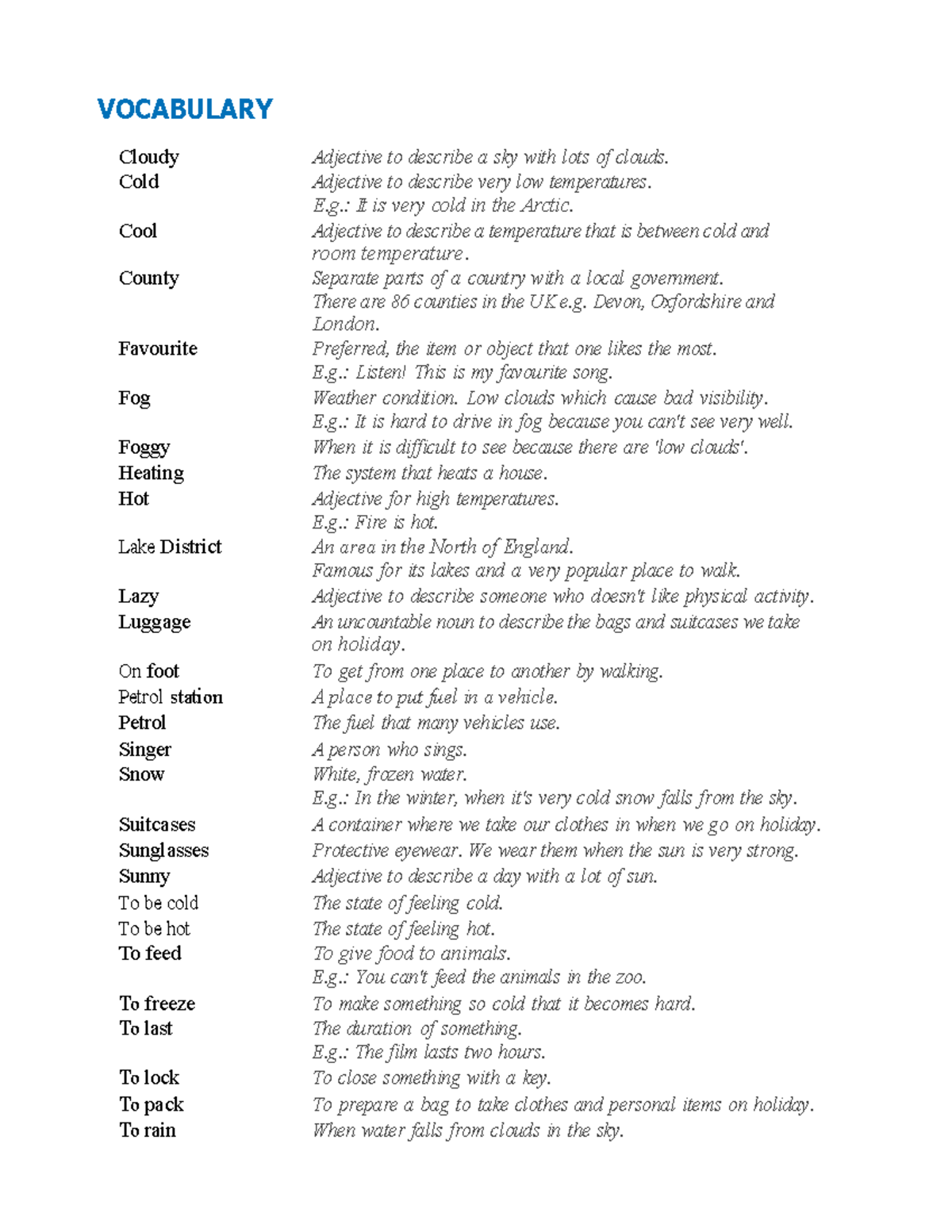 UNIT 2 - Vocabulary and Grammar Fundamentals - Studocu