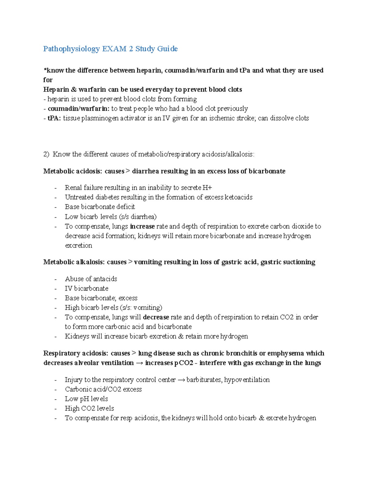 Patho 101: Exam Two Study Guide & Key Concepts Review - Studocu