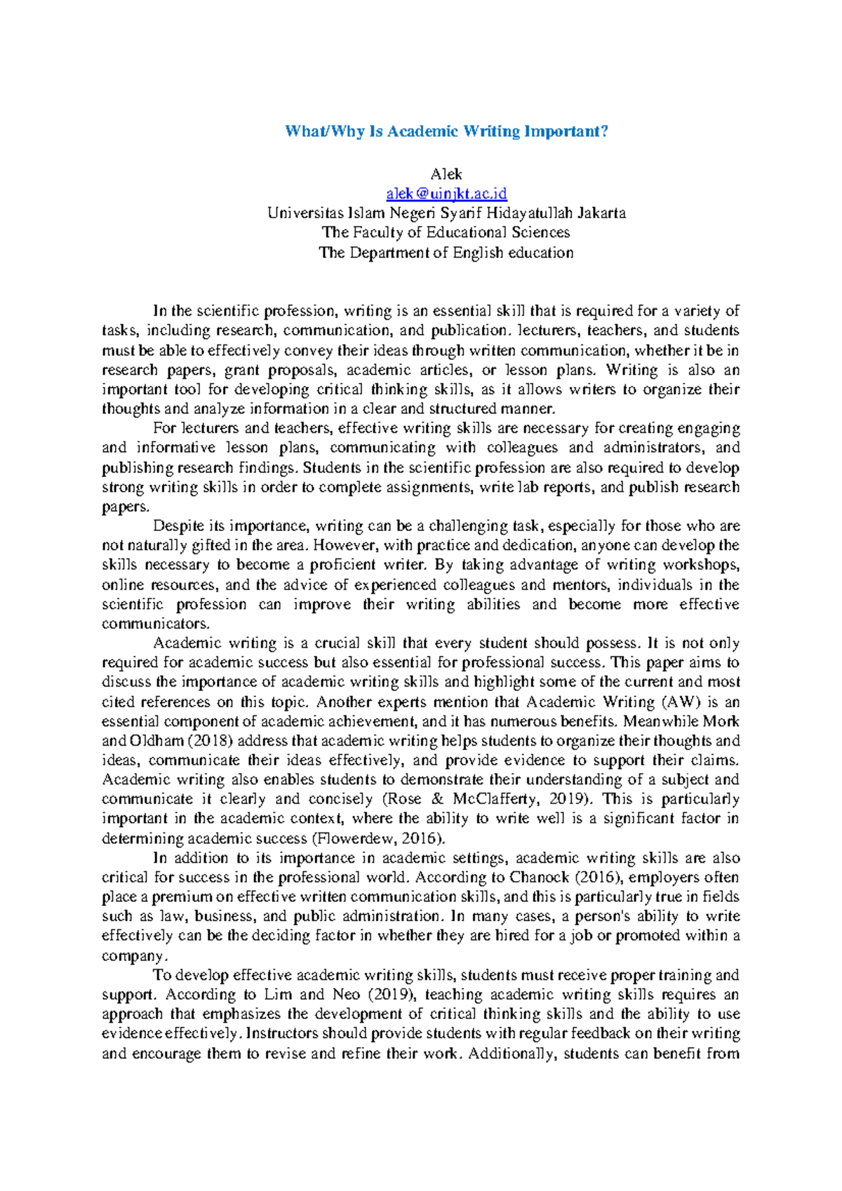1. What Why Is Academic Writing Important docx - What/Why Is Academic ...