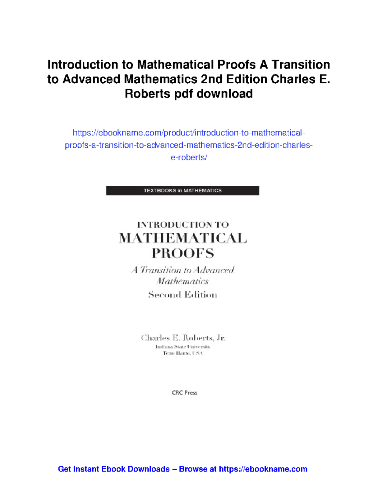 69106 - Introduction to Mathematical Proofs: A Transition to Advanced ...