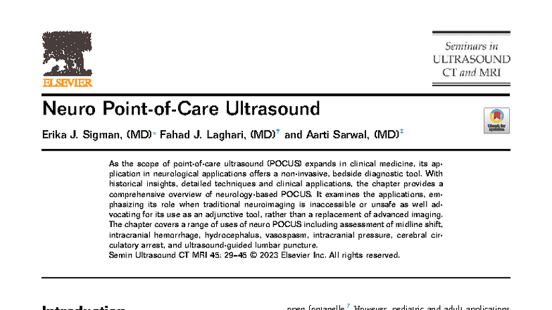 Neuro POCUS Applications in Clinical Practice: A Comprehensive Overview ...