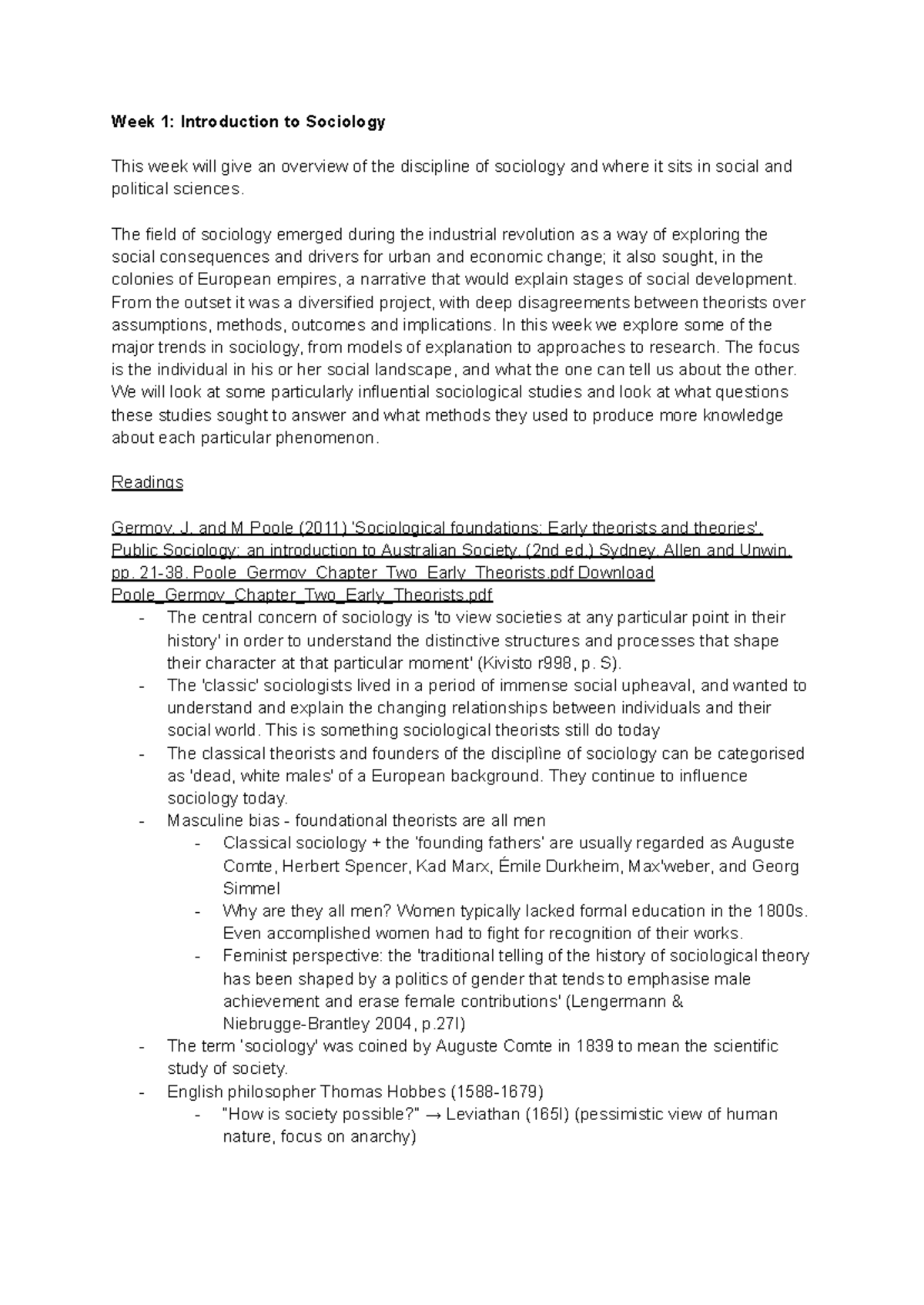 Week 1 Introduction to Sociology - Week 1: Introduction to Sociology ...