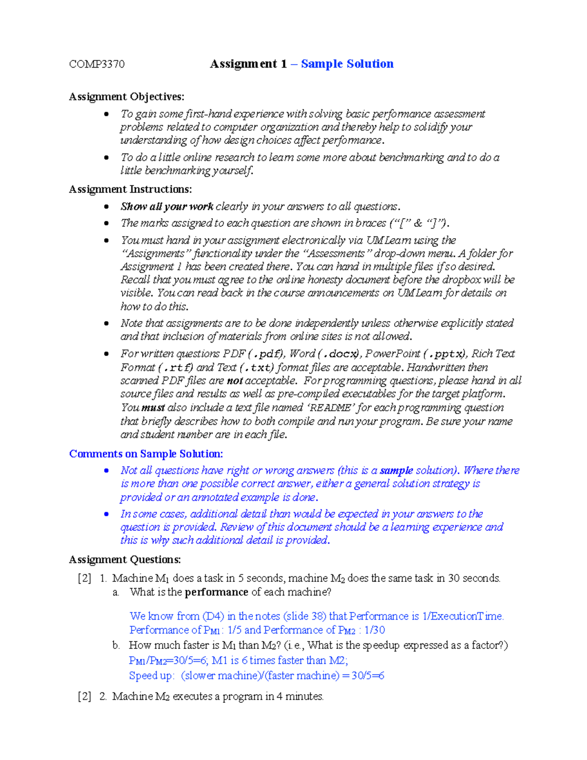 COMP3370 Assignment 1 - Sample Solution & Analysis of Performance ...