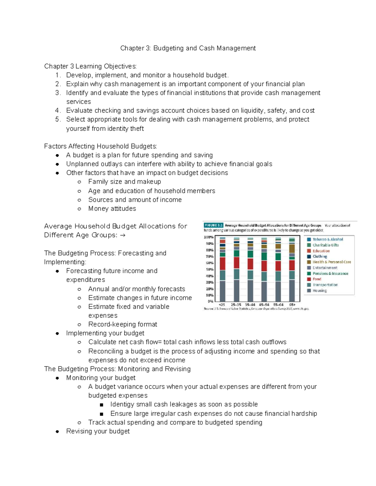 Chapter 3: Budgeting & Cash Management Insights and Strategies - Studocu