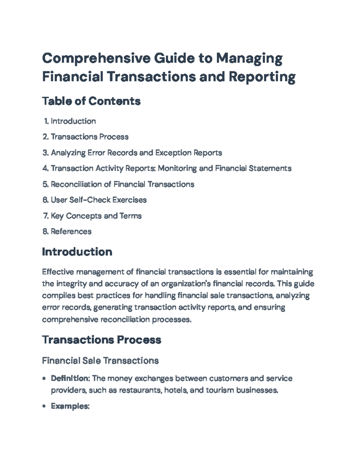 Financial Transaction Management and Reporting Guide (FINC101 ...