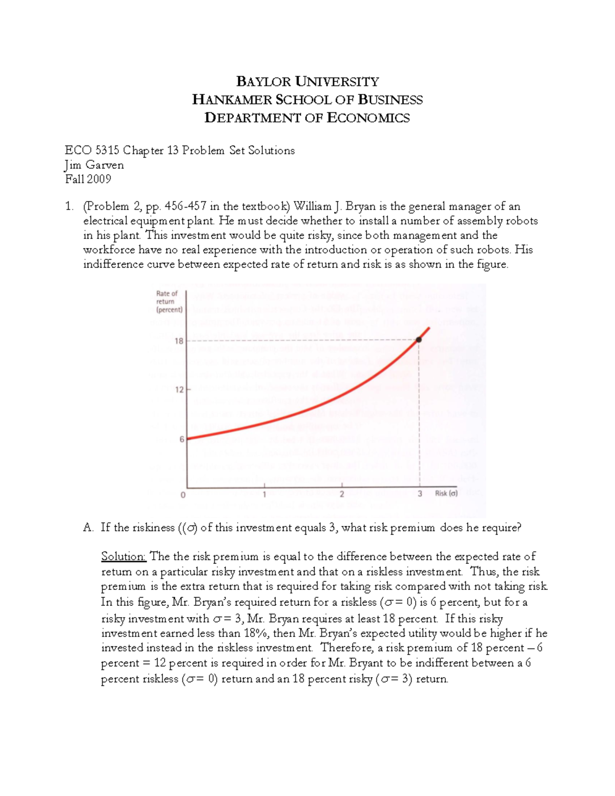 ECO 5315 Chapter 13 Problem Set Solutions - Microeconomics Practice ...