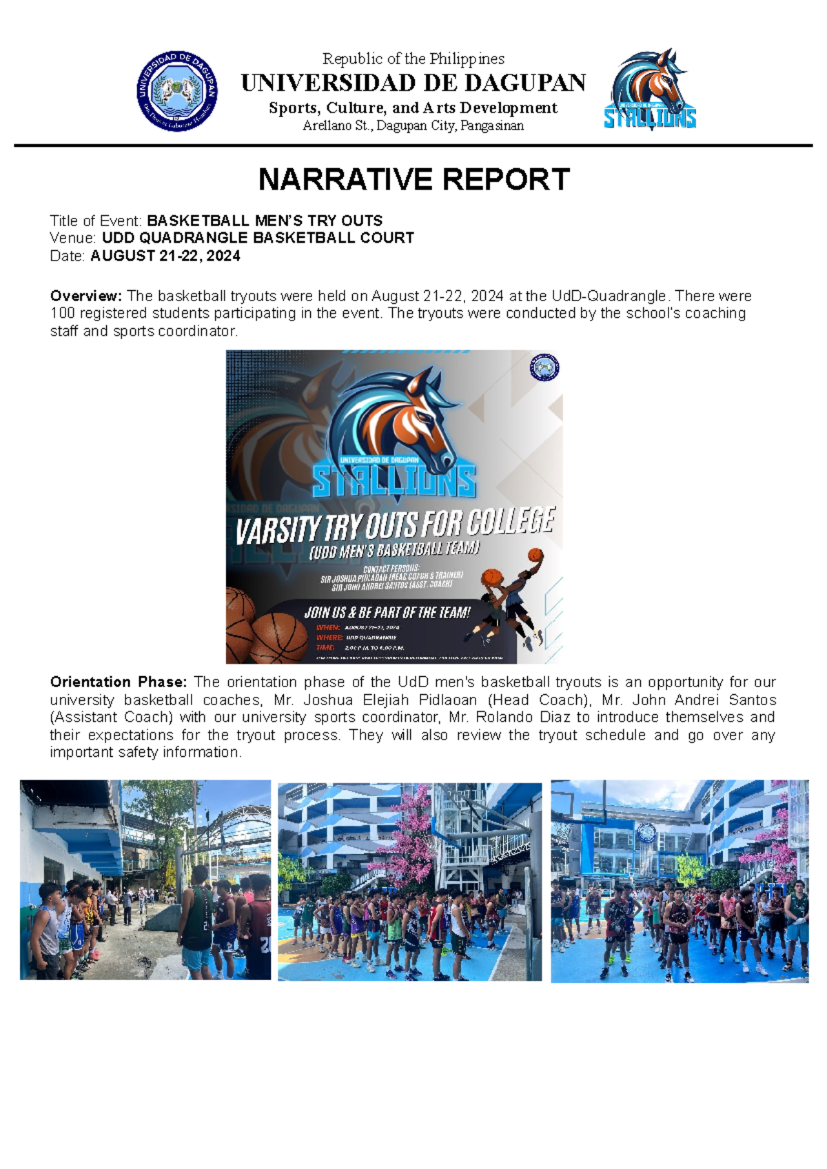 Ud D-Basketball Narrative Reports: Tryouts, Tournaments, and Leagues ...