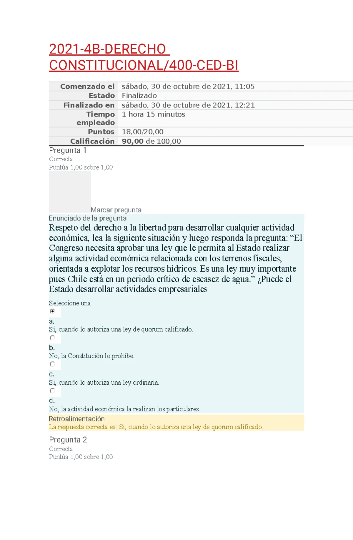 Revisión de la Prueba 2 de Derecho Constitucional 2023 - Studocu