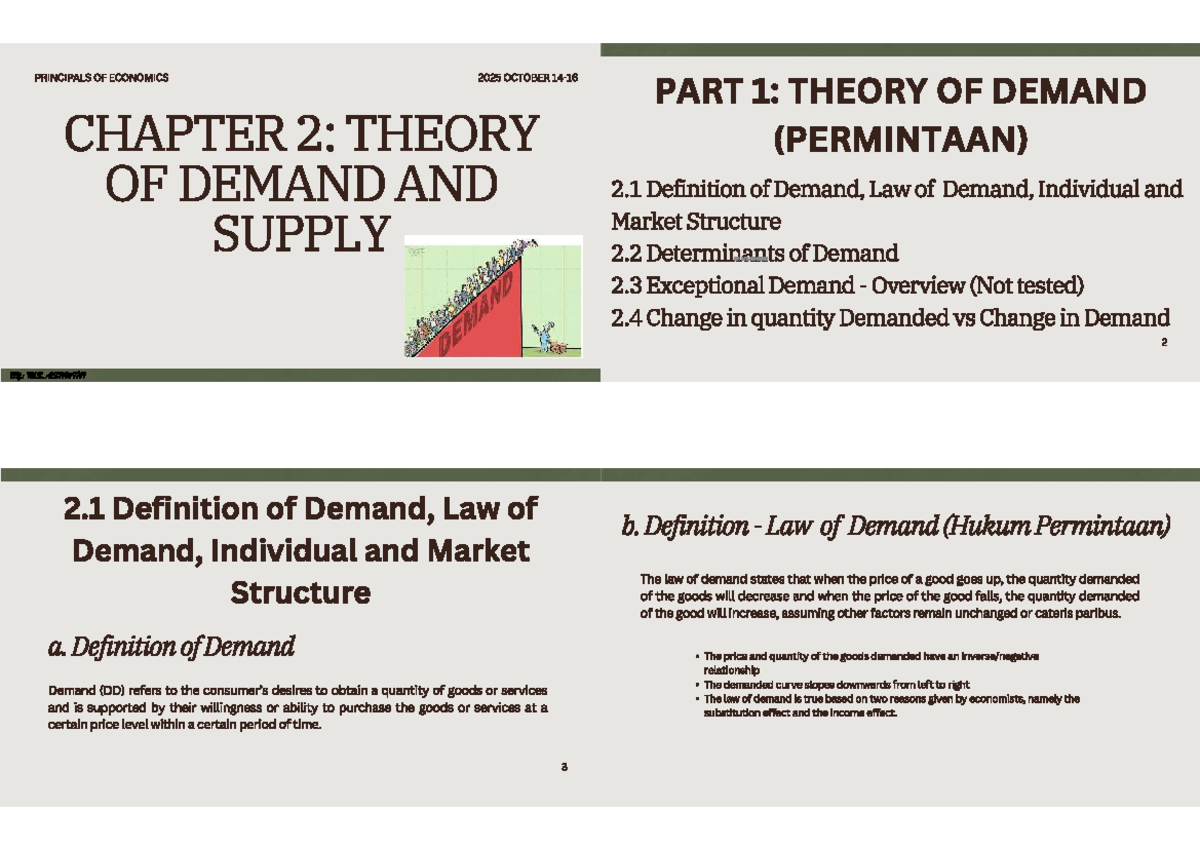 PRINCIPLES OF ECONOMICS 2025 OCTOBER CHAPTER 2: DEMAND THEORY - Studocu
