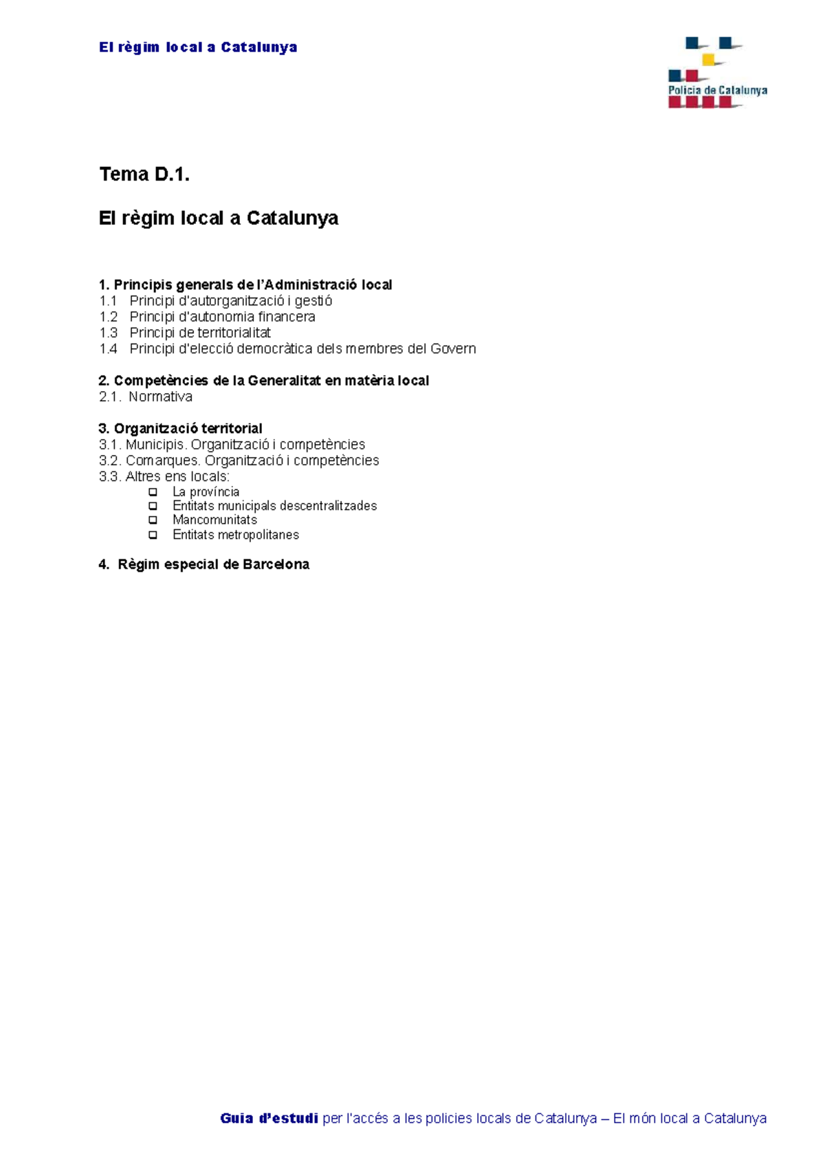 T3. Tema D.1 - Règim Local a Catalunya: Organització i Competències ...