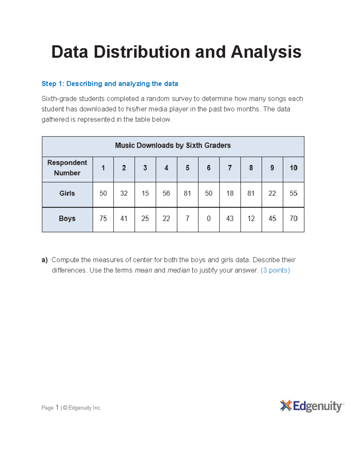 Data Distribution Analysis Worksheet for 6th Grade Students - Studocu
