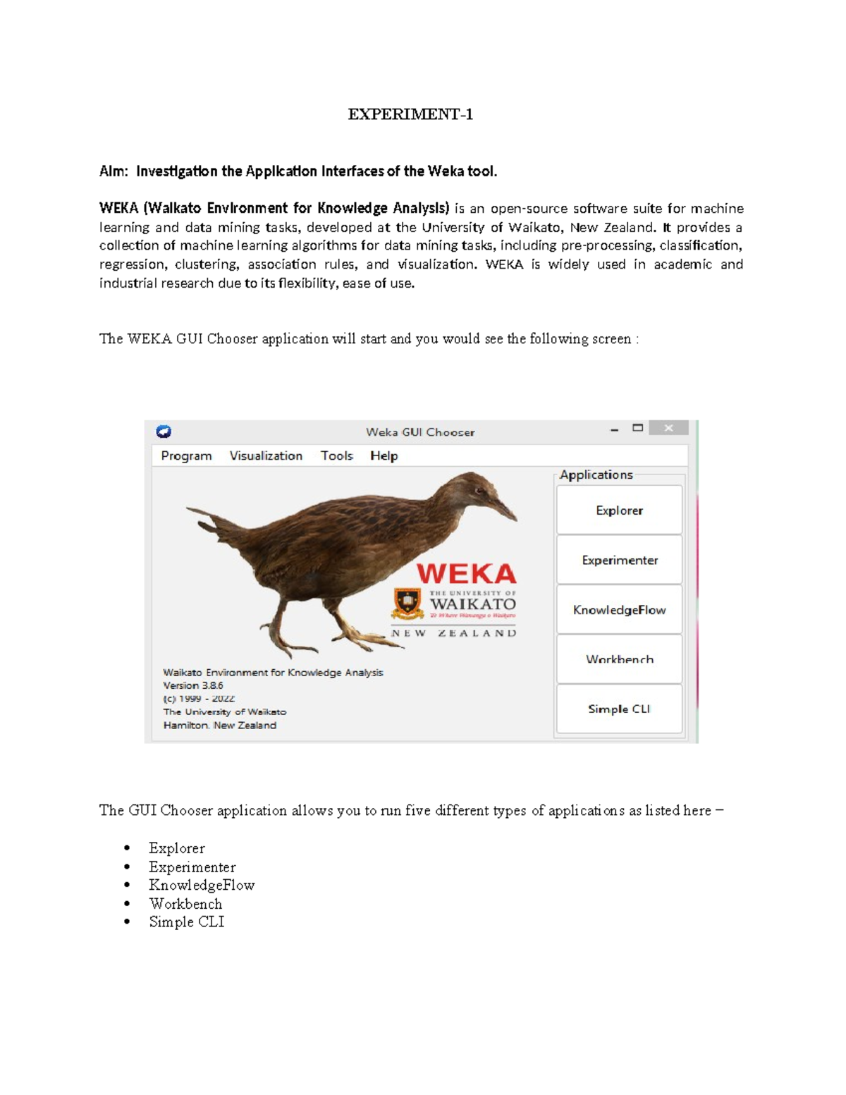 DMW Experiment: Exploring WEKA Tool & Creating ARFF Files - Studocu