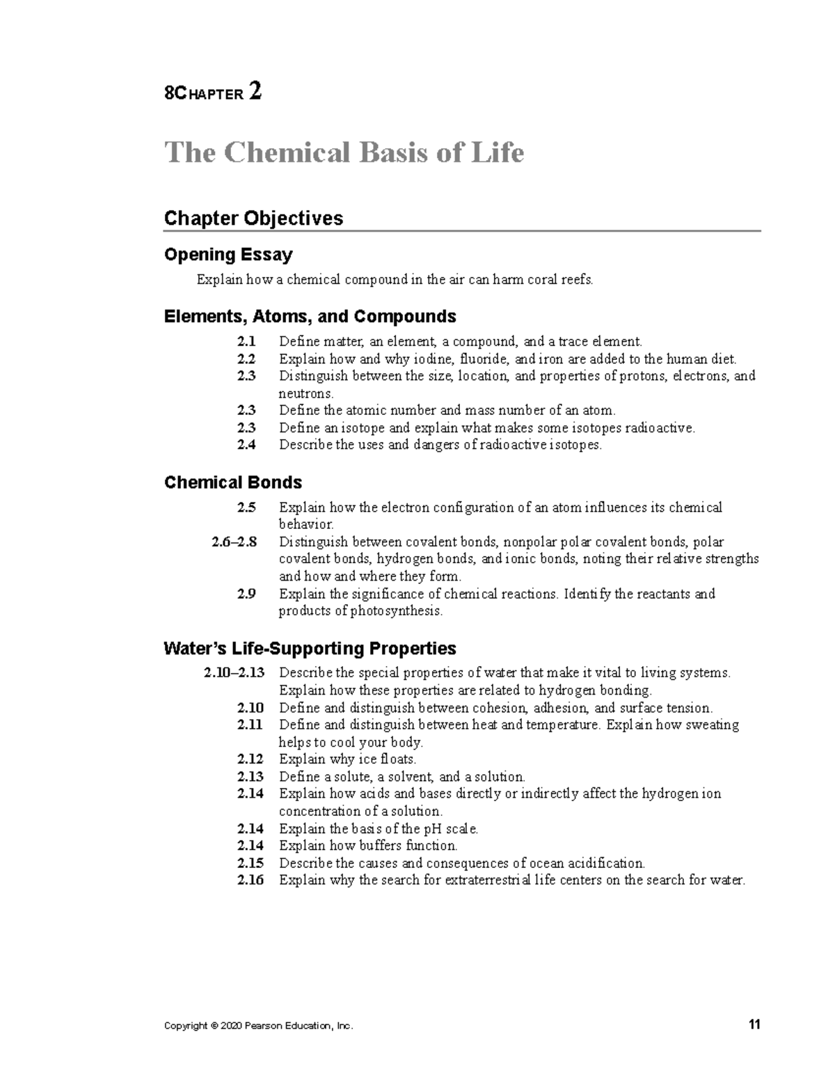CH 2 Study Guide - Give me practice - 8CHAPTER 2 The Chemical Basis of ...