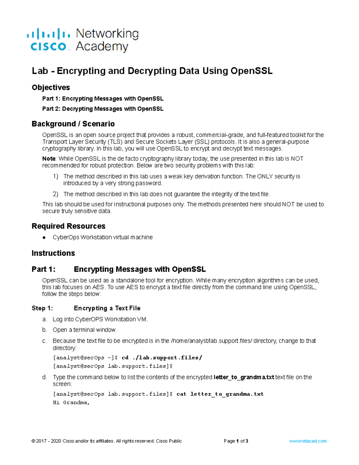 21.2.10 Lab: Encrypting & Decrypting Data with OpenSSL - Studocu