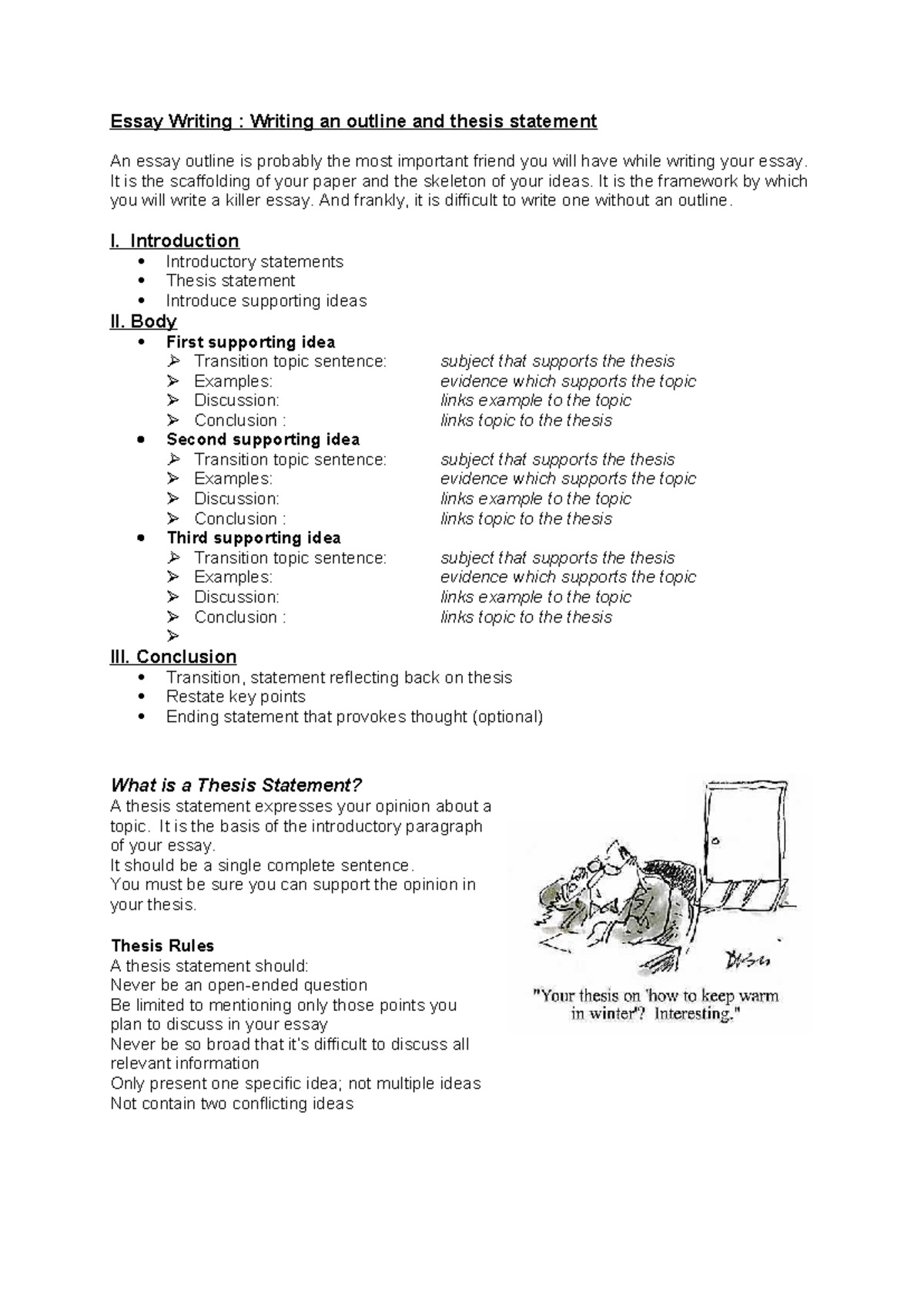 Essay Writing 2: Outlining & Crafting Thesis Statements Guide - Studeersnel