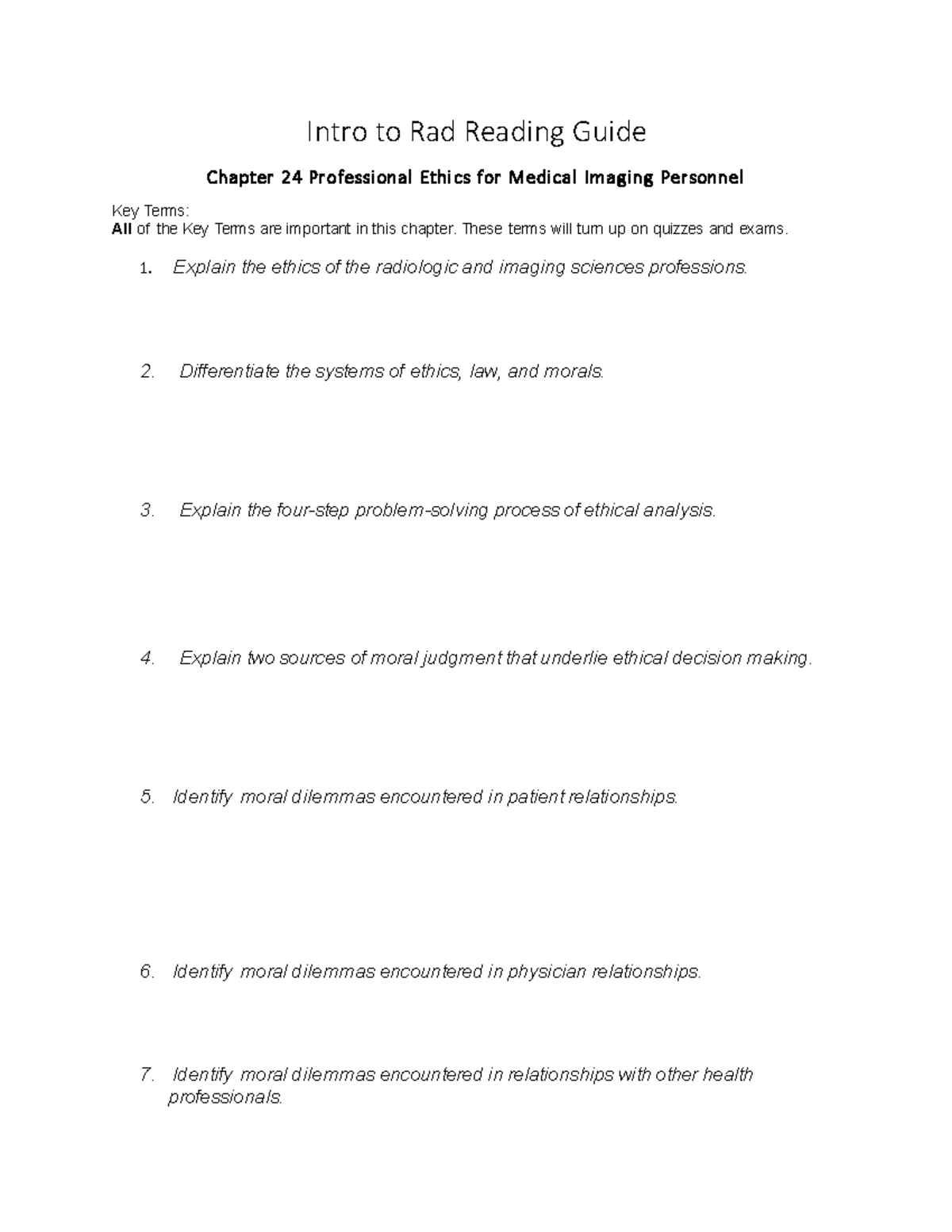 RAD 101: Reading Guide for Chapter 24 - Professional Ethics in Imaging ...