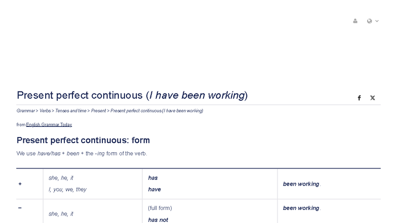 Present Perfect Continuous: I Have Been Working - Grammar Notes - Studocu