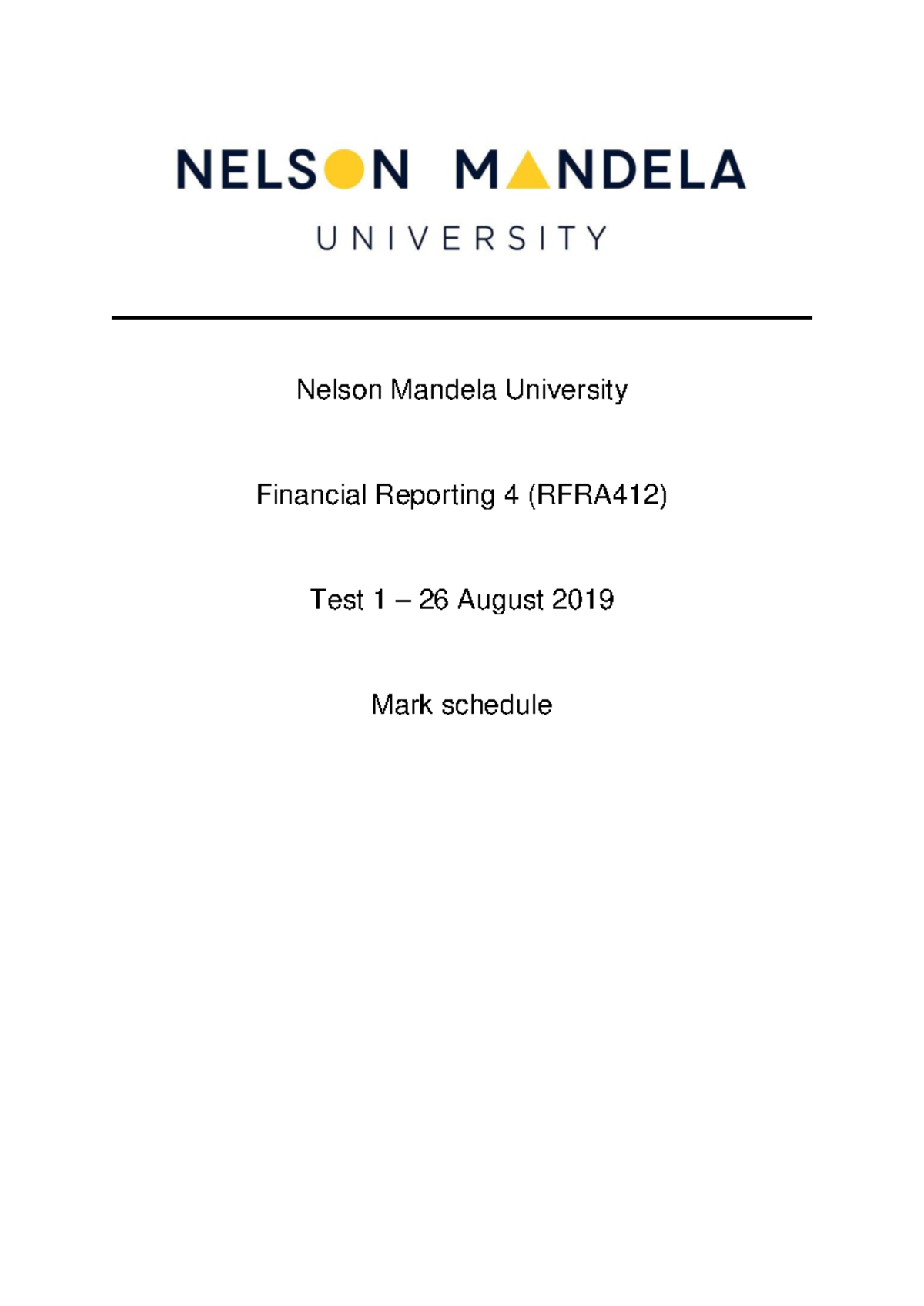 RFRA412 - Financial Reporting Test 1 Suggested Solutions (2019) - Studocu