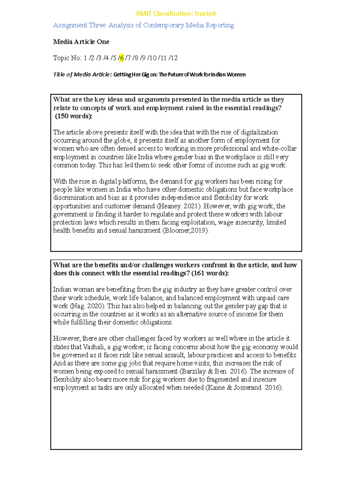 Assignment 3: Contemporary Media Reporting Analysis S3887943 - Studocu