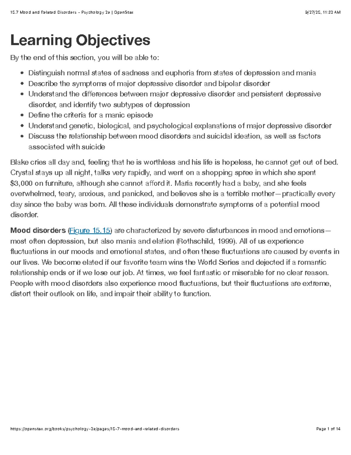 Psychology 2e - Chapter 15.7: Insights on Mood Disorders and Their ...