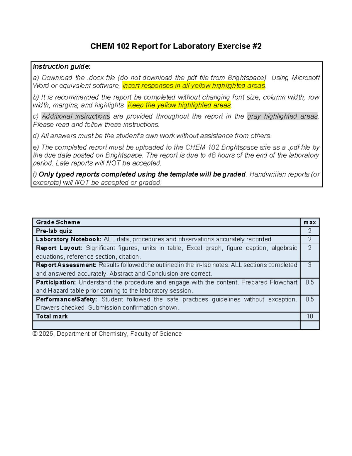 CHEM 102 Lab Report: Reduction of HCl with Mg to Form H2 Gas - Studocu