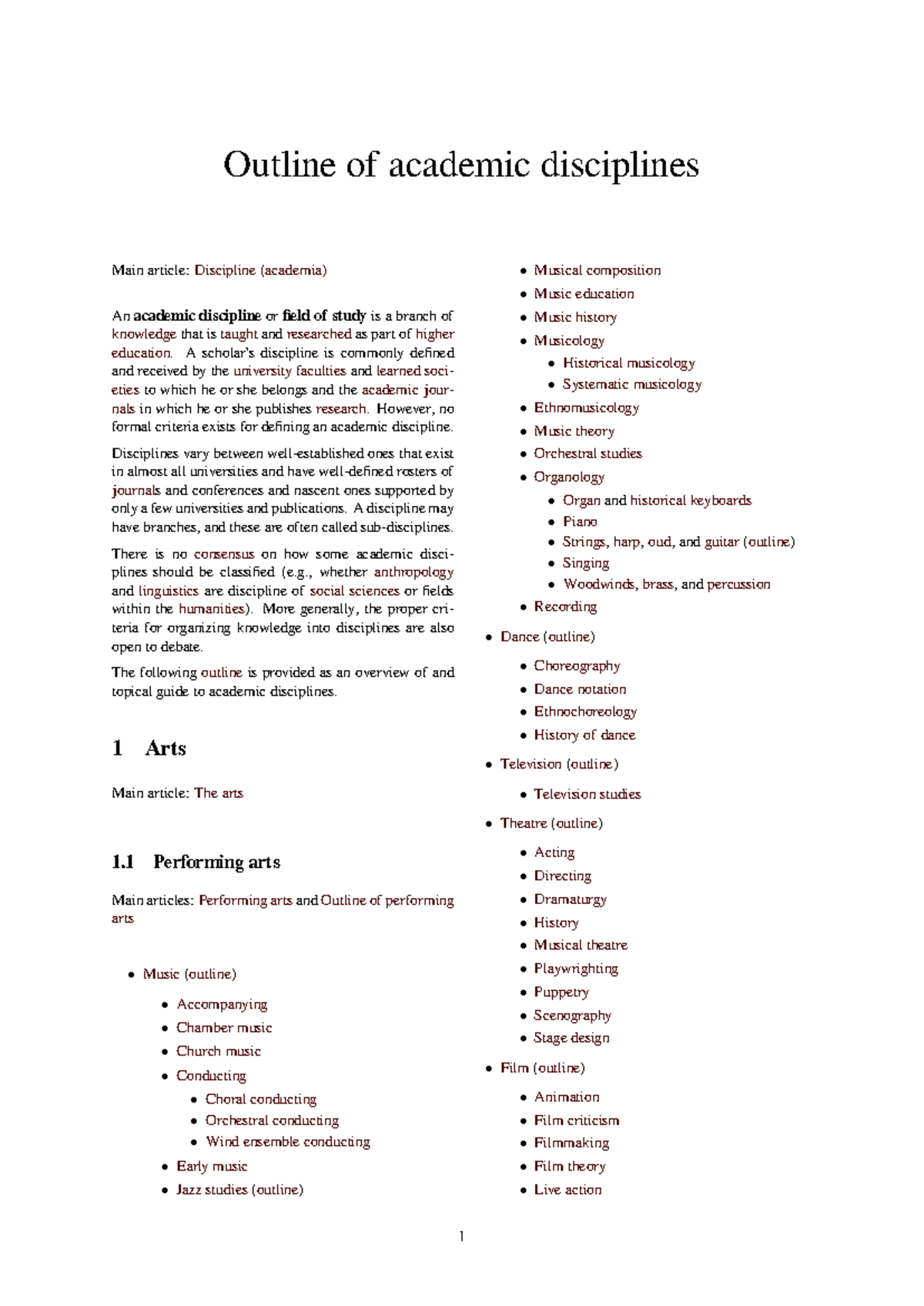Outline of Academic Disciplines: A Comprehensive Overview - Studocu