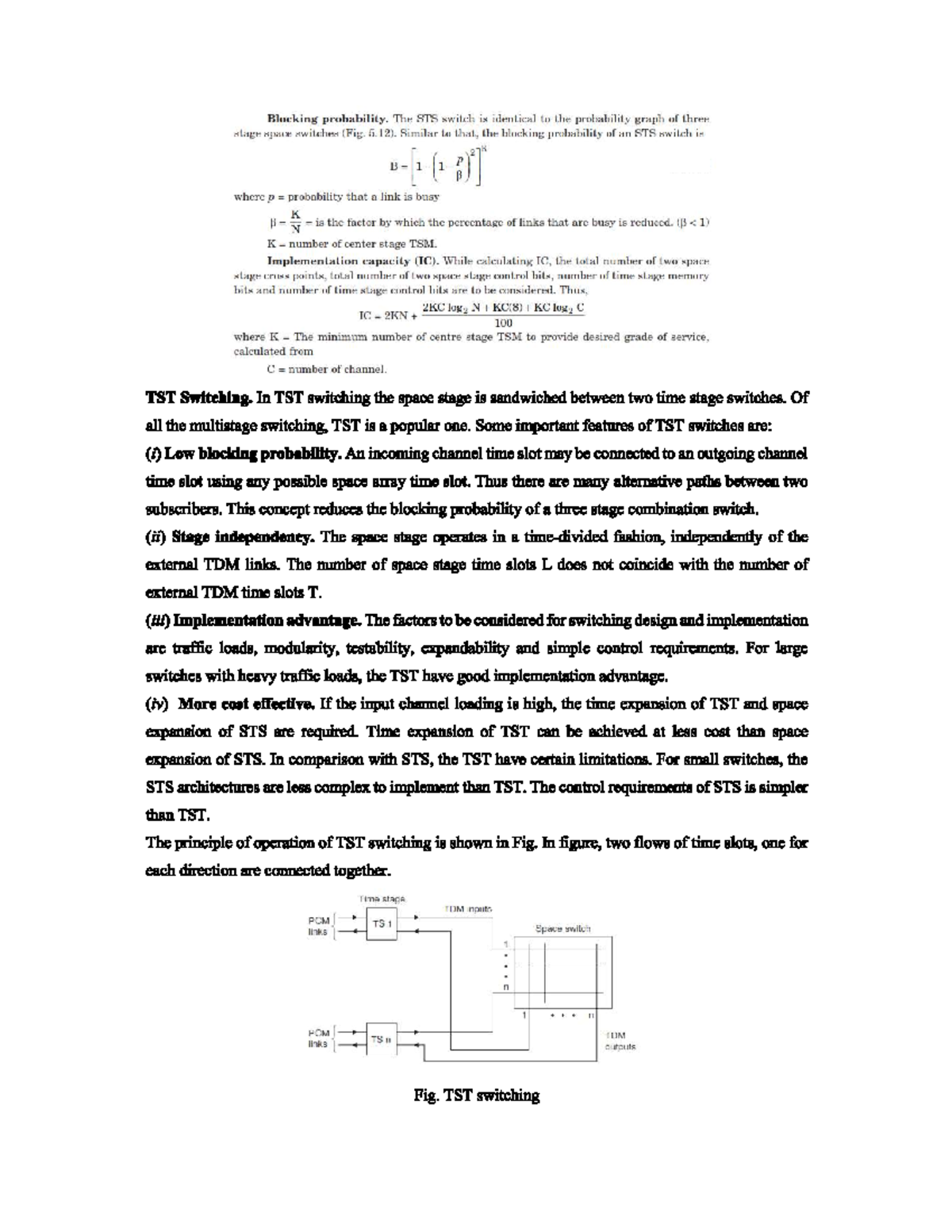 Blocking Probability In Time Space Time TST Switching Systems Studocu